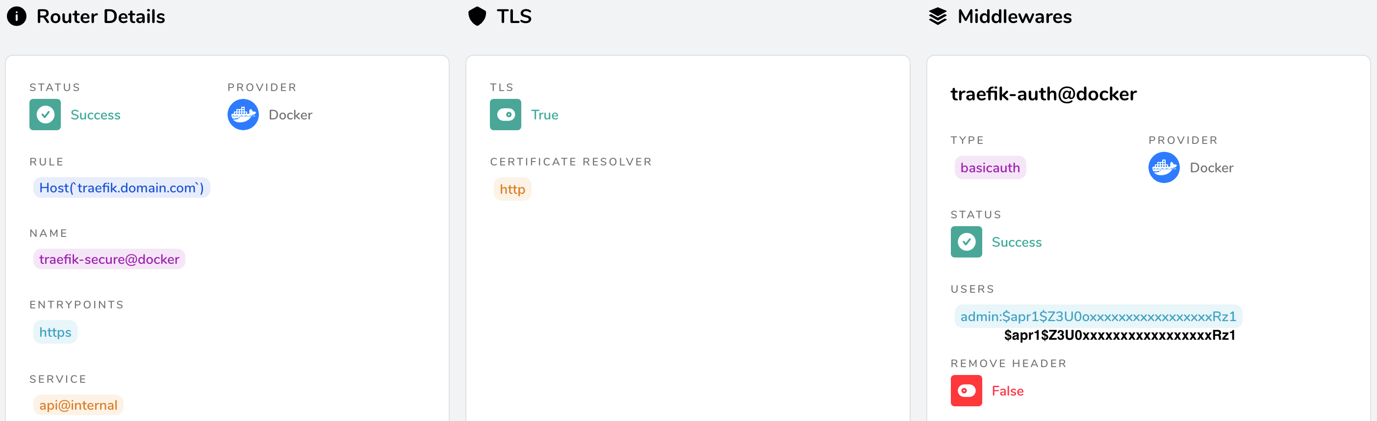Le routeur du tableau de bord de Traefik.